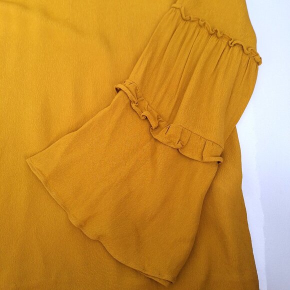 Massimo Dutti Yellow Ochre Top with Ruffle Detail Sleeves - Picture 3 of 8